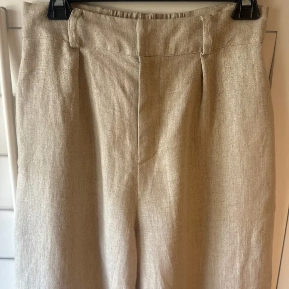 FAITHFULL THE BRAND NEW Ida Linen Wide Leg Pants Natural 6 M - Picture 6 of 10